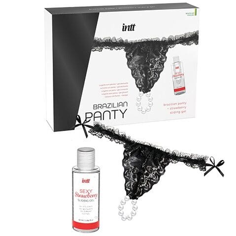 INTT RELEASES - BRAZILIAN BLACK PANTY WITH PEARLS AND LUBRICANT GEL 50 ML 4